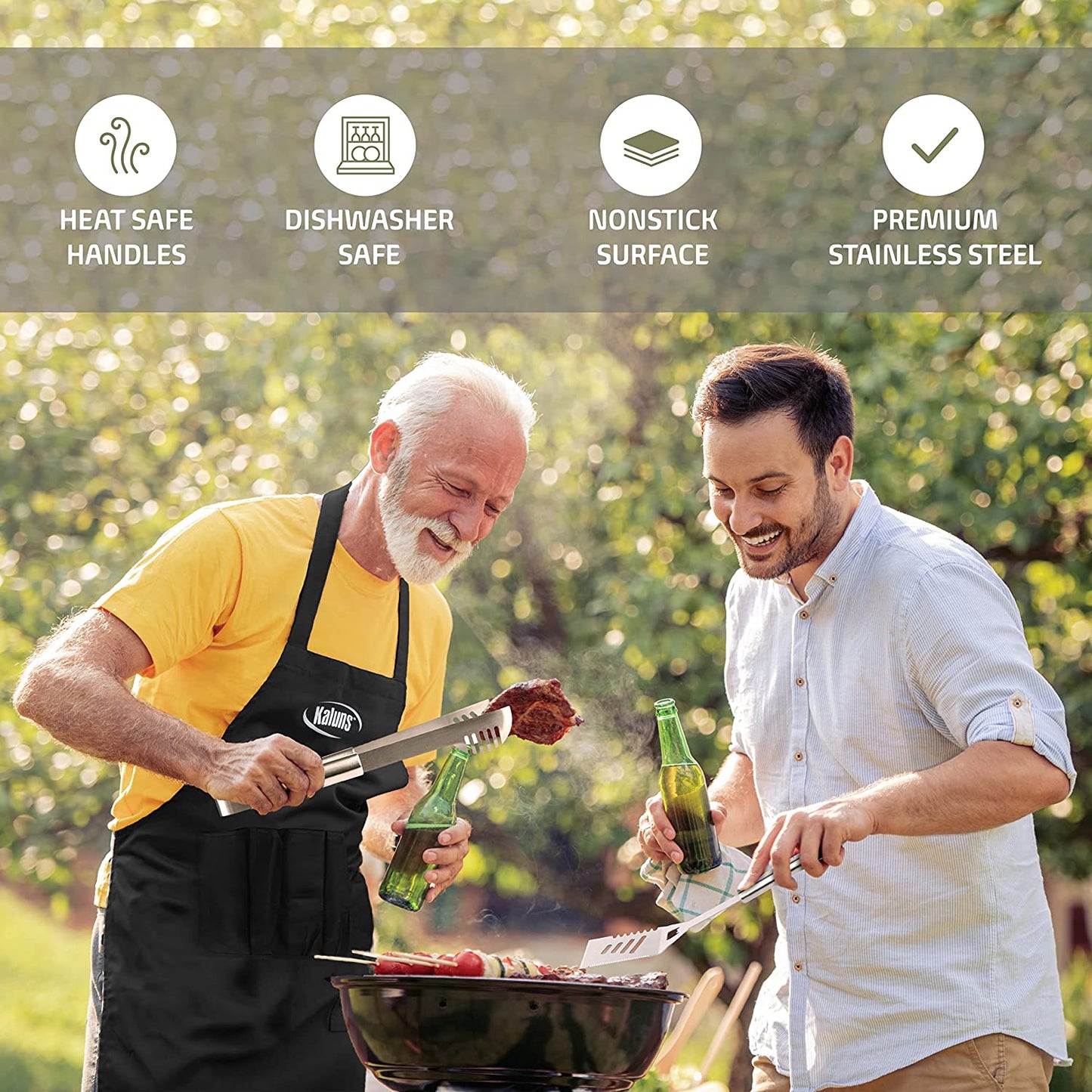 Grilling Accessories, Dad Gifts for Fathers Day Grilling Gifts, Heavy Duty Stainless Steel Grill Set BBQ Grill Accessories for Outdoor Grill with Aluminum Case and Apron, Best Gifts for Men Dad