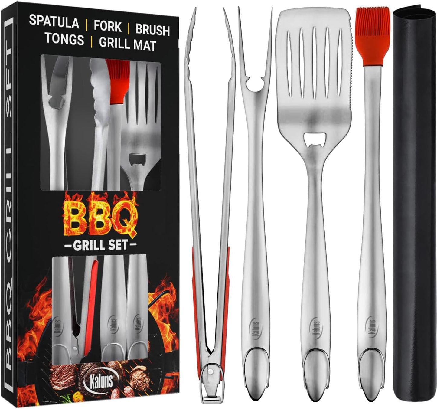 Grilling Accessories, Dad Gifts for Fathers Day Grilling Gifts, Heavy Duty Stainless Steel Grill Set BBQ Grill Accessories for Outdoor Grill with Aluminum Case and Apron, Best Gifts for Men Dad