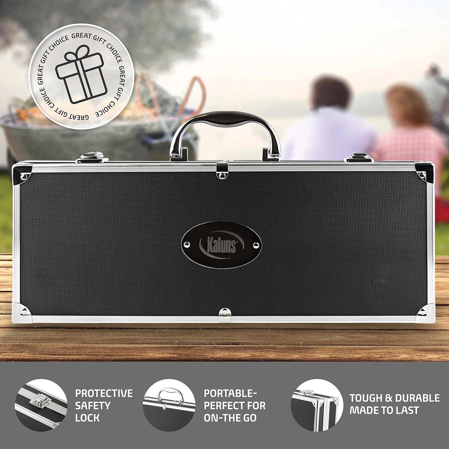 Grilling Accessories, Dad Gifts for Fathers Day Grilling Gifts, Heavy Duty Stainless Steel Grill Set BBQ Grill Accessories for Outdoor Grill with Aluminum Case and Apron, Best Gifts for Men Dad