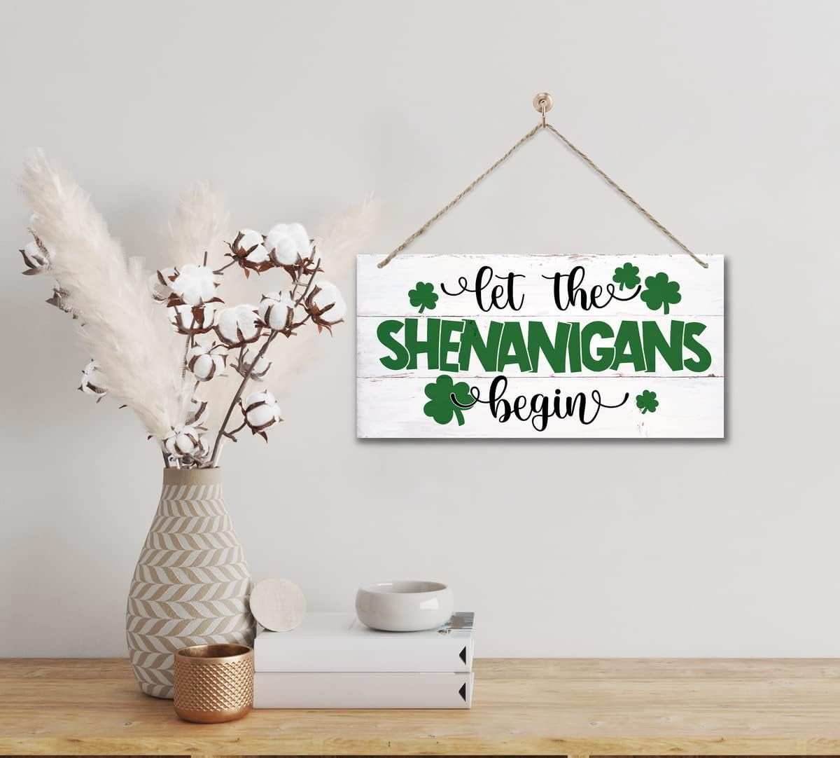  Let the Shenanigans Begin!" St. Patrick’s Day Hanging Wood Sign 