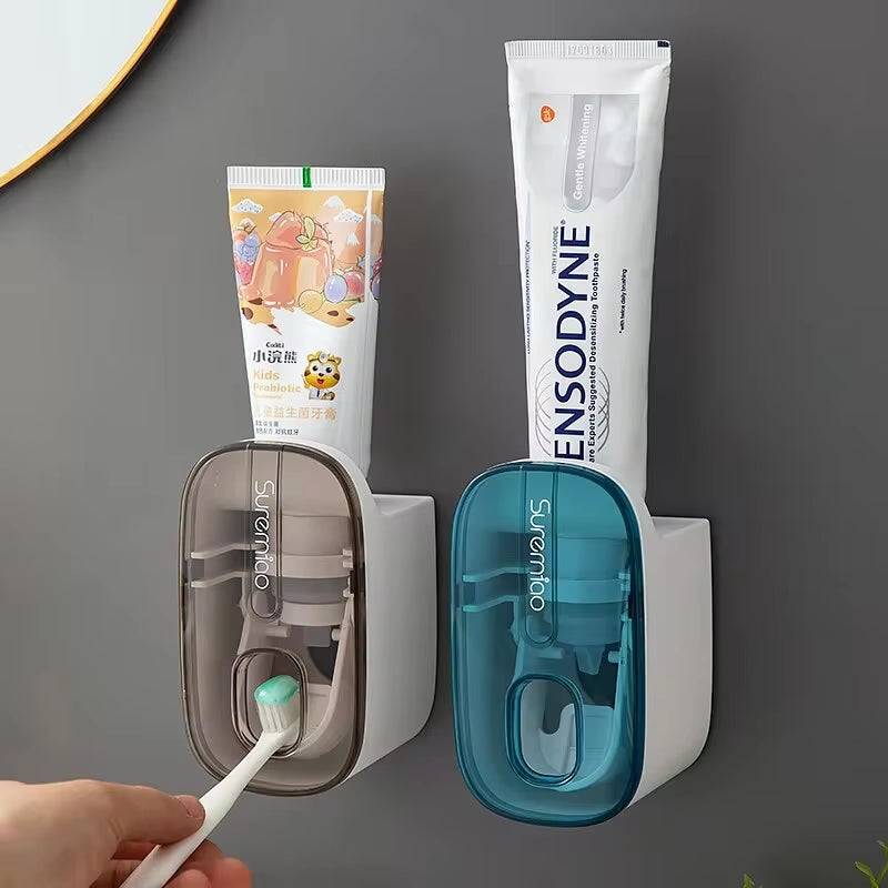 Automatic Toothpaste Dispenser – Wall-Mounted Hands-Free Squeezer & Toothbrush Holder