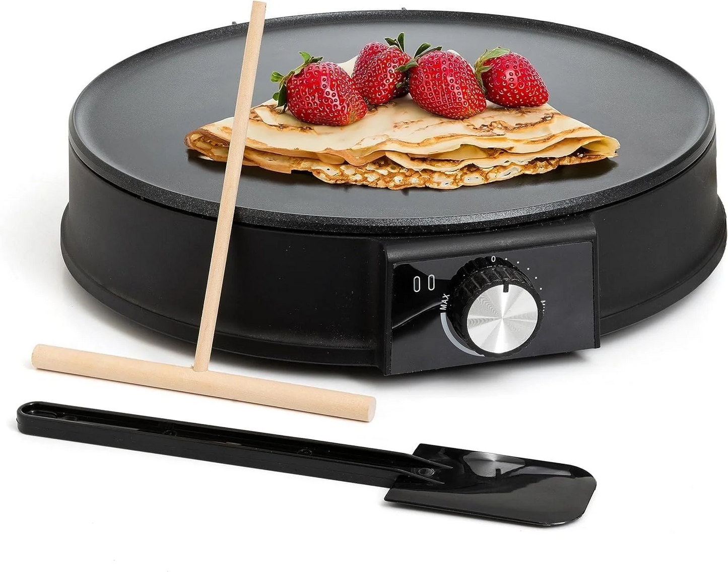 "Flawless Crepes Made Easy! 12” Electric Crepe Maker with Nonstick Pan & Auto Power Off – Perfect for Breakfast & Beyond!" 🥞⚡