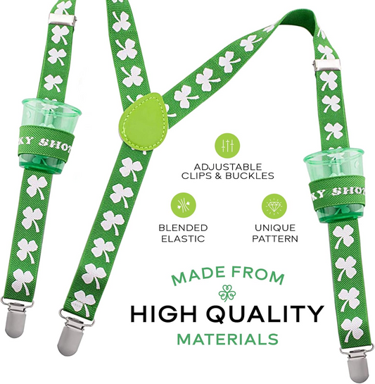 St Patricks Day Suspenders - St Patricks Day Acessories - Suspenders with Clips - Many Colors to Choose From