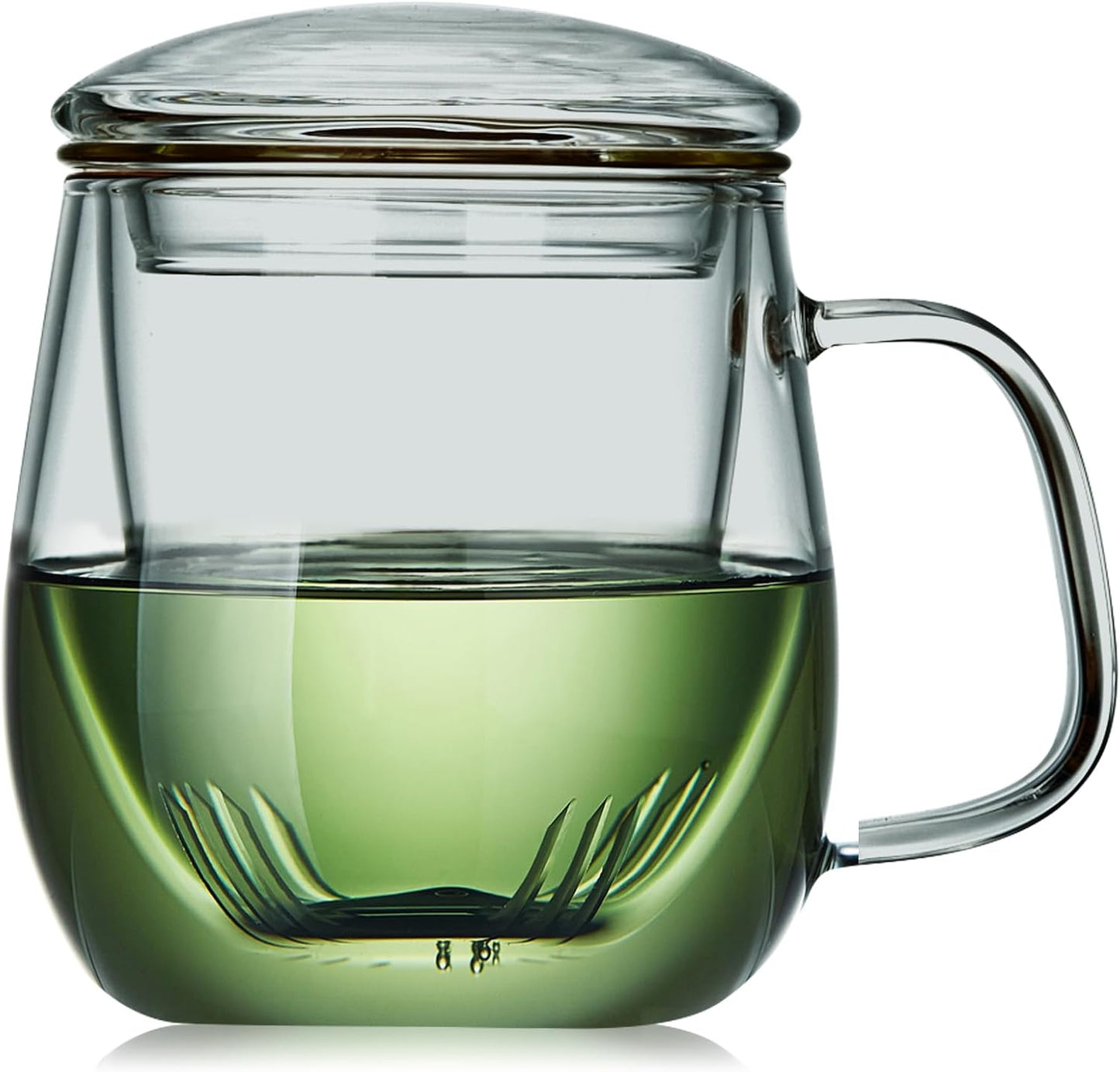 Brew in Style! ☕✨ Glass Tea Cup with Infuser & Lid – Perfect for Loose Leaf & Blooming Tea!