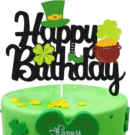 St Patricks Day Birthday Cake Topper Lucky Day Four Leaf Clover Shamrock Irish Themed Smash Decorations