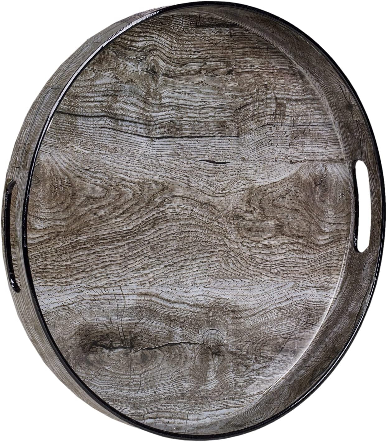 Plastic Decorative Tray, Marbling Tray with Handles, Rectangular Coffee Table Tray, Serving Tray for Ottoman, Bathroom, Kitchen, 15.7” X 11.8”, White