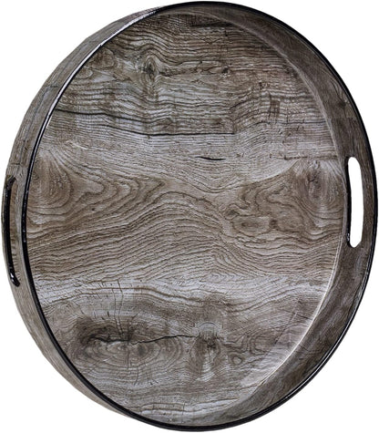 Plastic Decorative Tray, Marbling Tray with Handles, Rectangular Coffee Table Tray, Serving Tray for Ottoman, Bathroom, Kitchen, 15.7” X 11.8”, White
