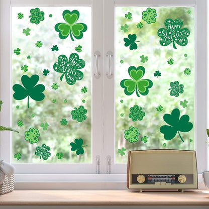 St Patricks Day Window Clings, 109 Pcs Shamrock Window Stickers for St Patricks Day Decorations