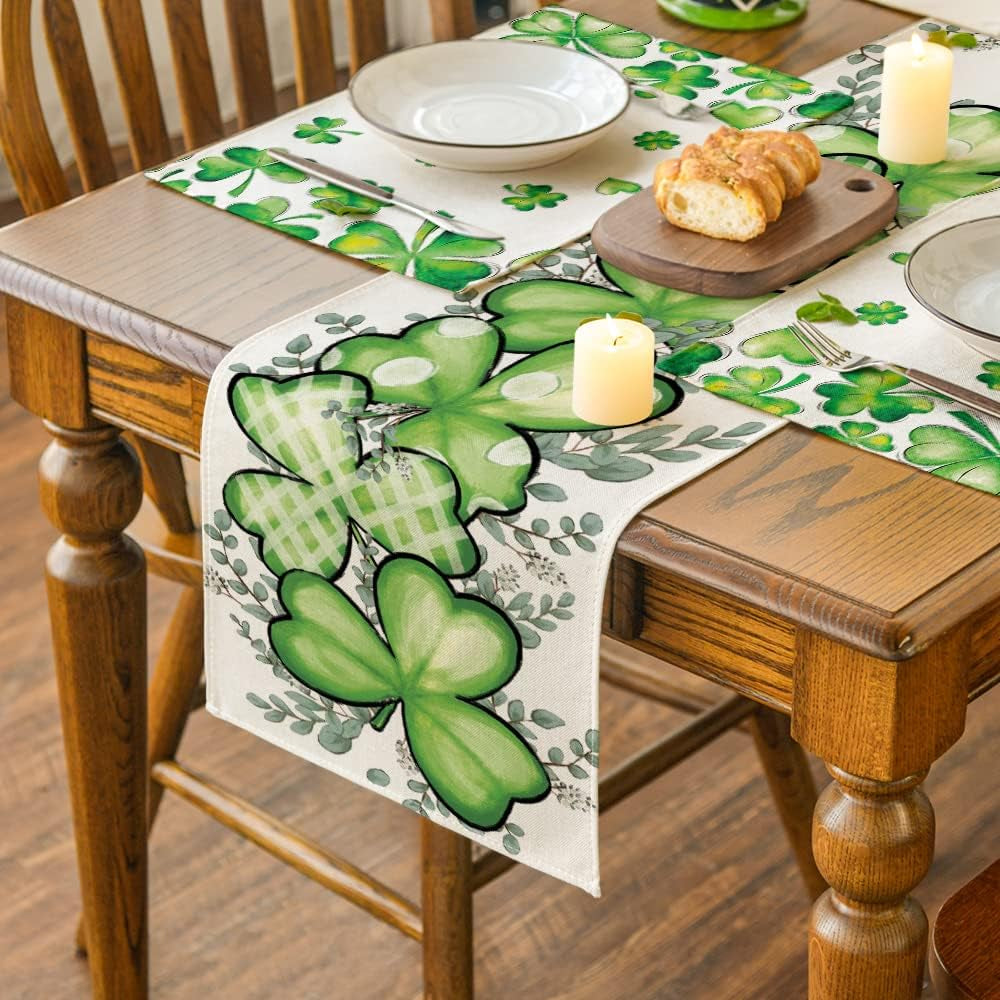 🍀 Clover & Shamrock-The Luckiest Table Runner in Town!🍀✨