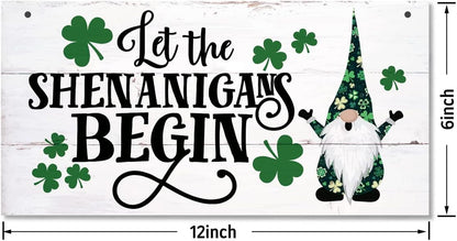 ​​​​​​​​​​​​​🍀 "Let the Shenanigans Begin!" St. Patrick’s Day Hanging Wood Sign 🍀