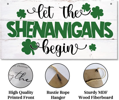  Let the Shenanigans Begin!" St. Patrick’s Day Hanging Wood Sign 