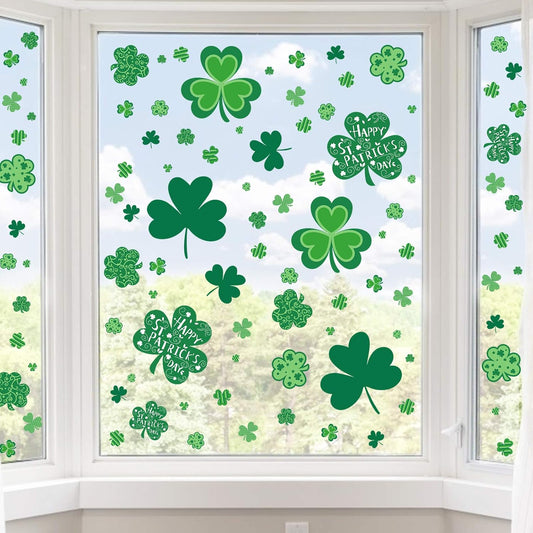 St Patricks Day Window Clings, 109 Pcs Shamrock Window Stickers for St Patricks Day Decorations