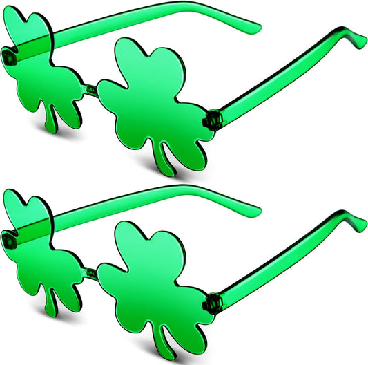 2 Pairs St. Patrick'S Day Shamrock Sunglasses Green Leprechaun Outfit Accessories Party Favor for Women Men