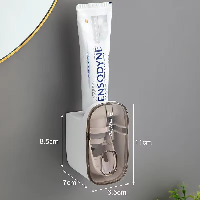 Automatic Toothpaste Dispenser – Wall-Mounted Hands-Free Squeezer & Toothbrush Holder