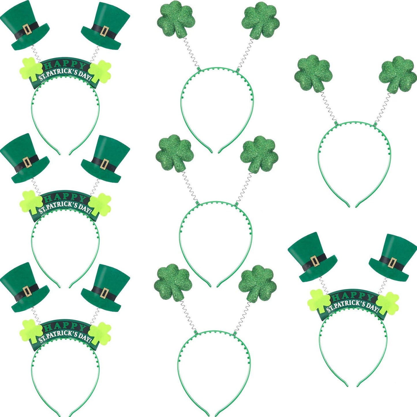 8 Pieces St. Patrick'S Day Headband Shamrock Clover and Hat Head Boppers