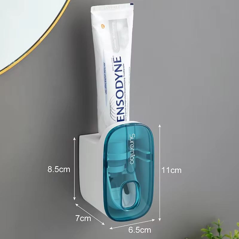 Automatic Toothpaste Dispenser – Wall-Mounted Hands-Free Squeezer & Toothbrush Holder