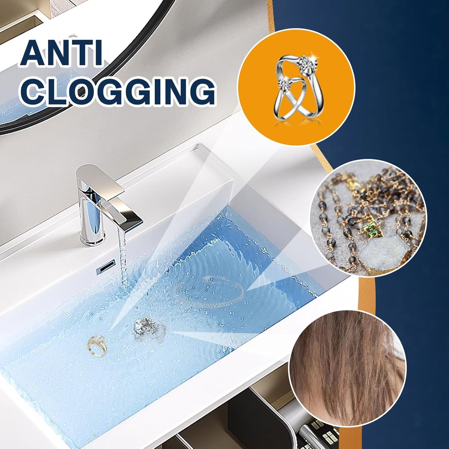 Pop-Up Bathroom Sink Drain Strainer – 2-Pack Stainless Steel Sink Stopper with Hair Catcher & Removable Filter