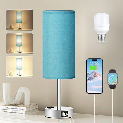 3-Way Dimmable Touch Lamp with USB C Ports & AC Outlet, LED Bulb Included | Different Colors 