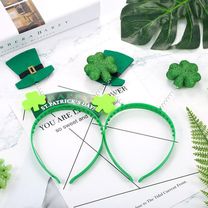 8 Pieces St. Patrick'S Day Headband Shamrock Clover and Hat Head Boppers