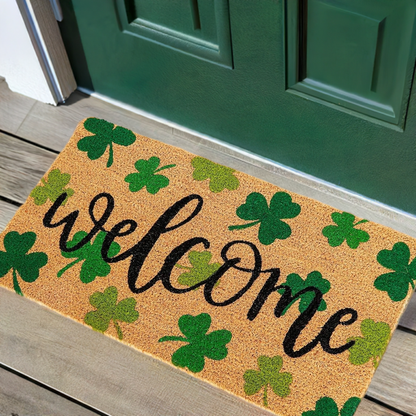 🍀 Shamrock Door Mat – Wipe Your Feet for Good Luck! 🍀